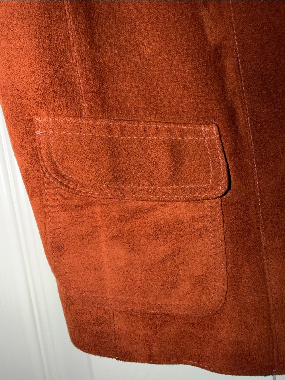 Vintage 90s Bushwacker USA Suede Leather Vest Brown Rust Western Boho Large - Picture 3 of 6